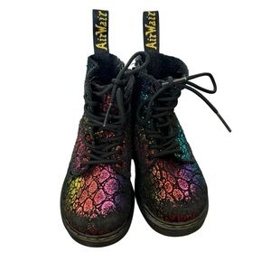 Dr. Martens Kids Pascal 1460 Leather Rainbow Combat Boots-Size US 8